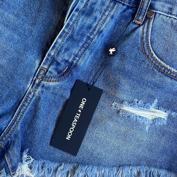 One Teaspoon - BAY BLUE OUTLAWS MID LENGTH DENIM SHORTS NWT - Picture 6 of 9